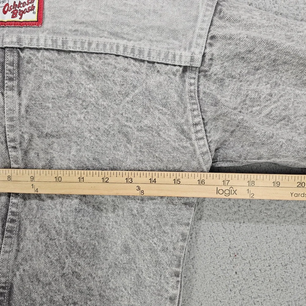 Vintage OshKosh B'gosh Jacket Kids 10 Gray Herringbone‎ Denim Workwear 90s USA